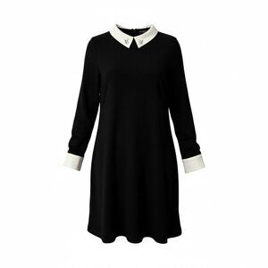 Victoria Beckham Black Dress w White Rabbit Collar